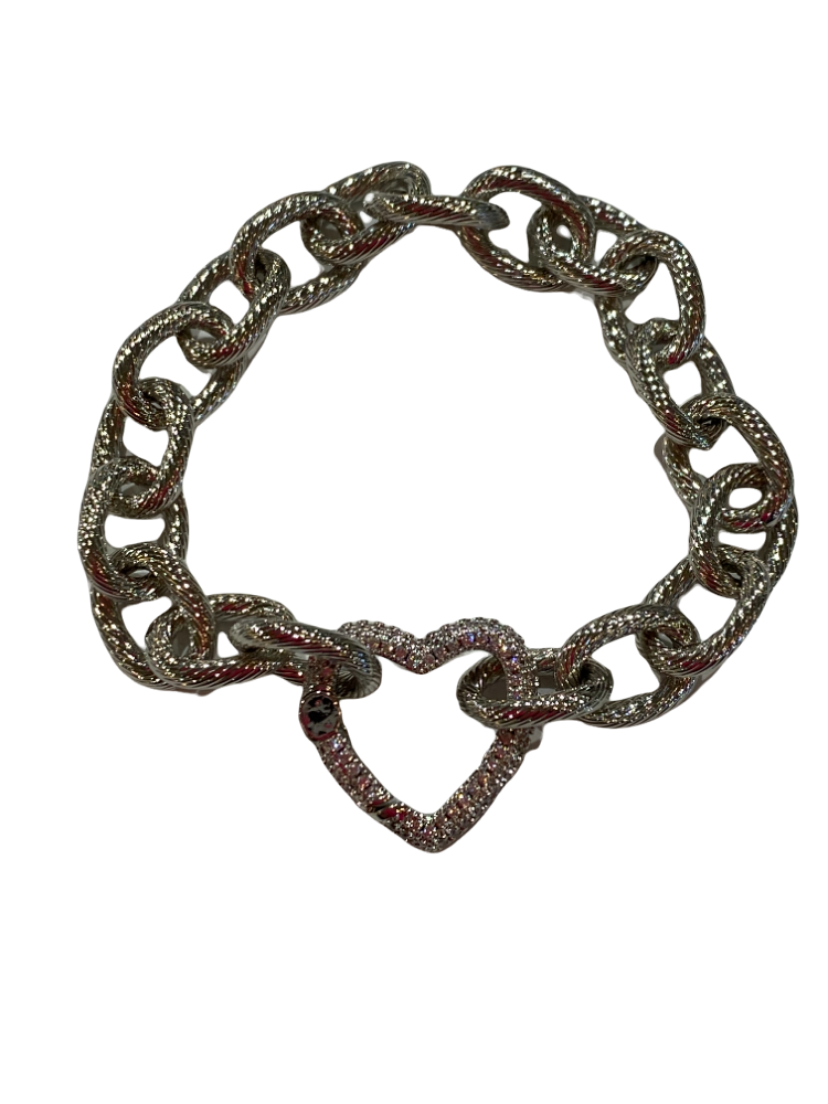 Heart Lock Bracelet - Silver - Shop Yu Fashion