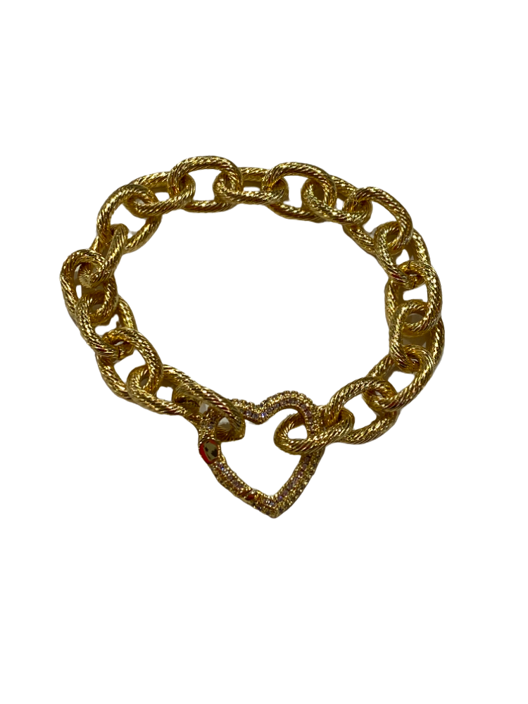 Heart Lock Bracelet - Gold - Shop Yu Fashion
