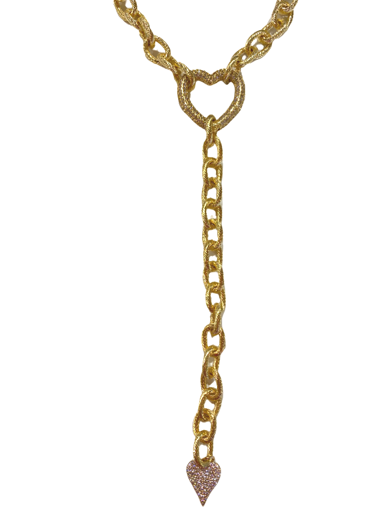 Heart Lock Lariat Necklace - Gold - Shop Yu Fashion