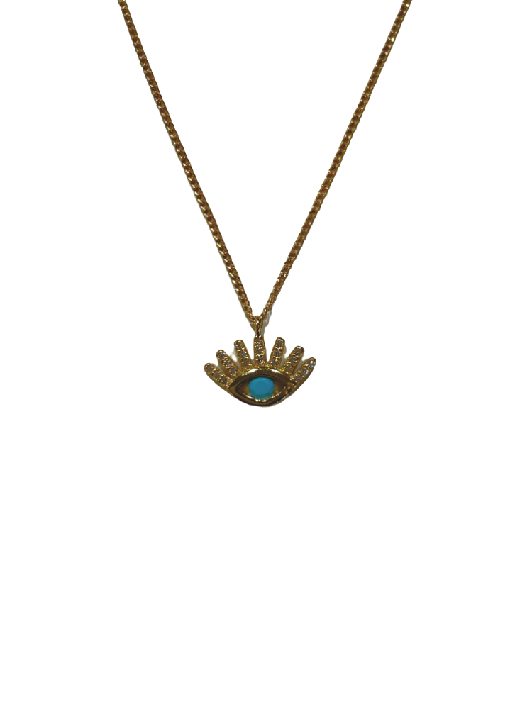 Pave Eyelash Evil Eye Necklace - Shop Yu Fashion