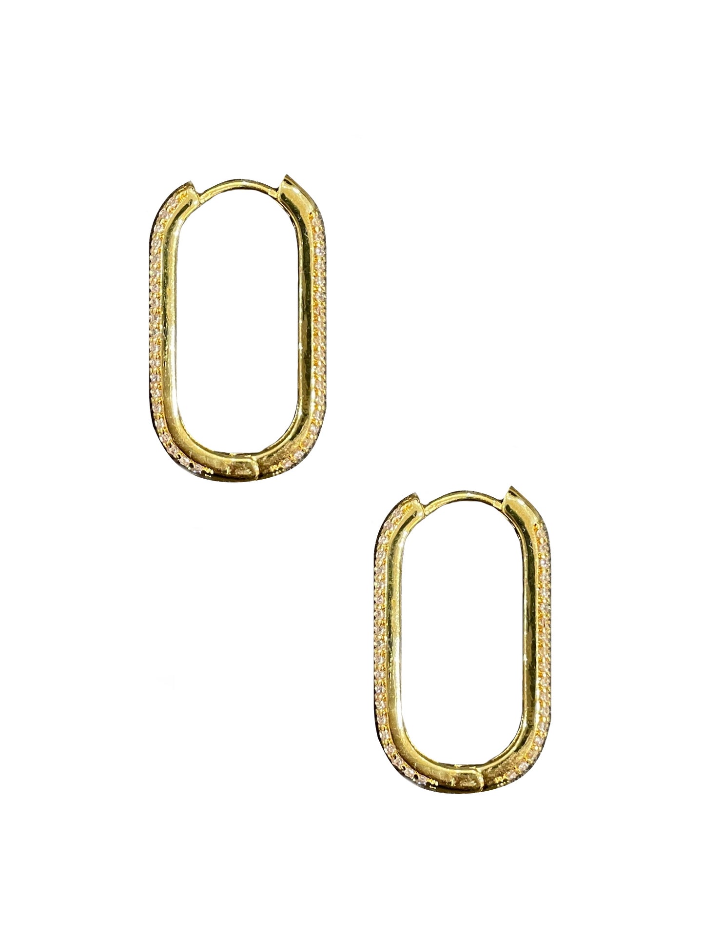 Rectangle Pave Hoop - Shop Yu Fashion