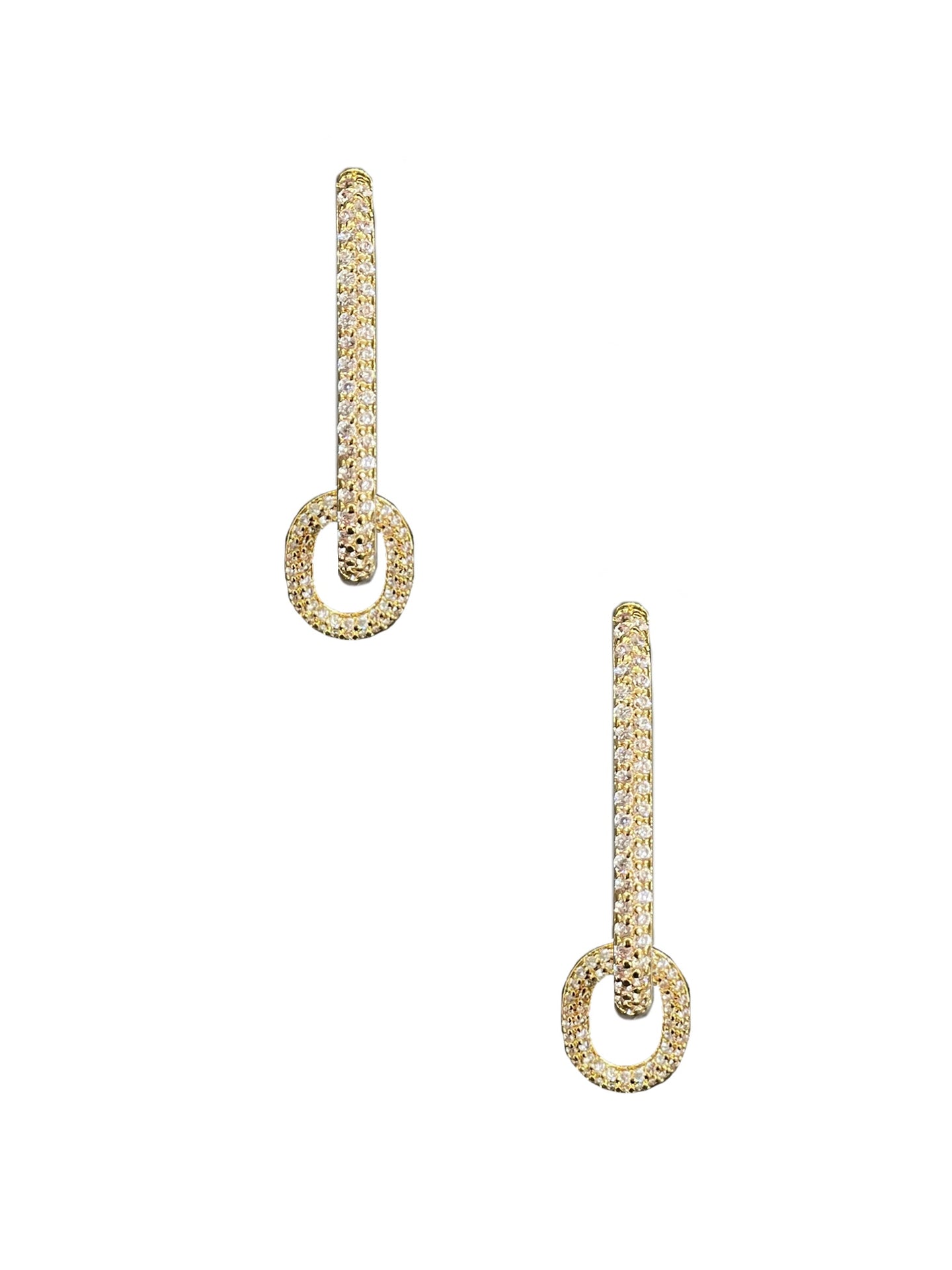 Rectangle Pave Hoop - Shop Yu Fashion