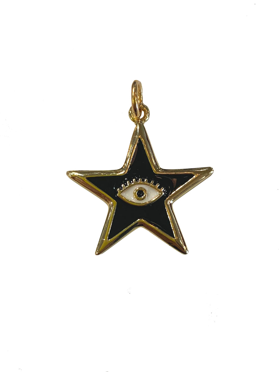Evil Eye Star Pendant - Black - Shop Yu Fashion