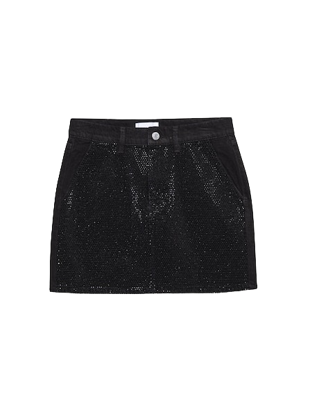 Le Mini Rhinestone Skirt - Noir Glitz - Shop Yu Fashion