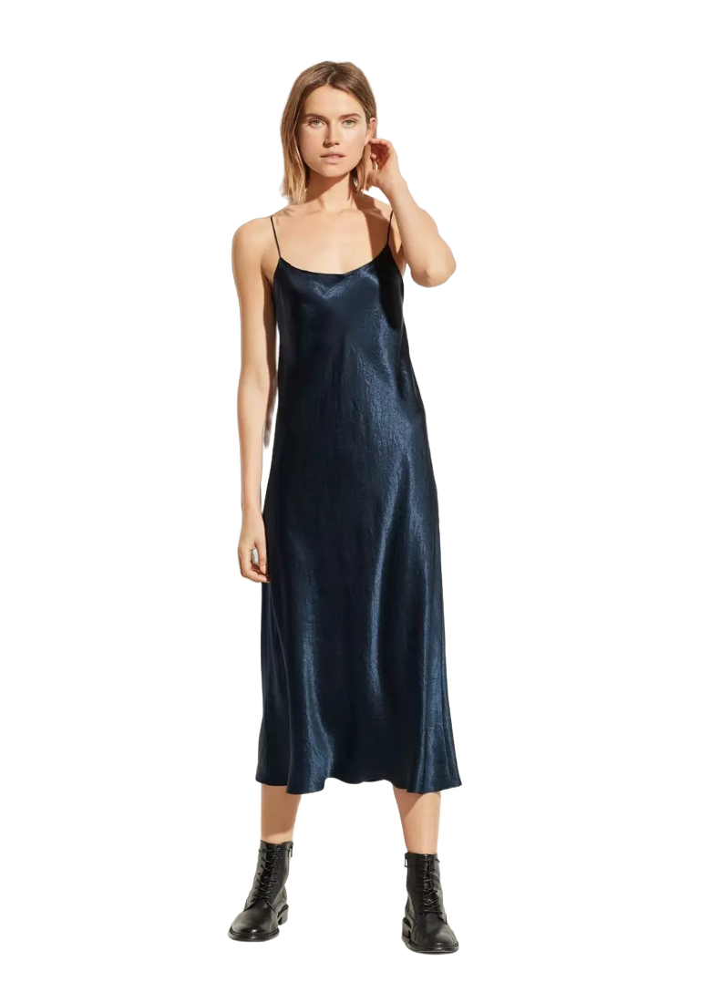 Satin Slip Dress - Coastal Blue - Shop Yu Fashion