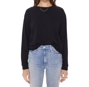 The Long Sleeve Slouchy Cut Off - Black - Shop Yu Fashion