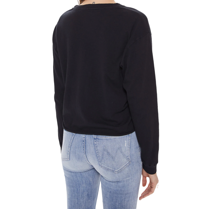 The Long Sleeve Slouchy Cut Off - Black - Shop Yu Fashion