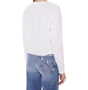 The Long Sleeve Slouchy Cut Off - White - Shop Yu Fashion