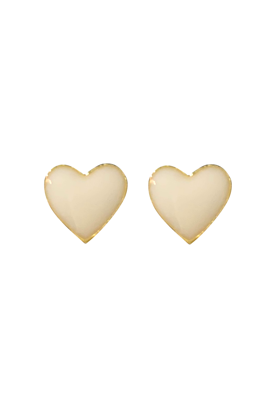 Enamel Heart Earrings - White - Shop Yu Fashion