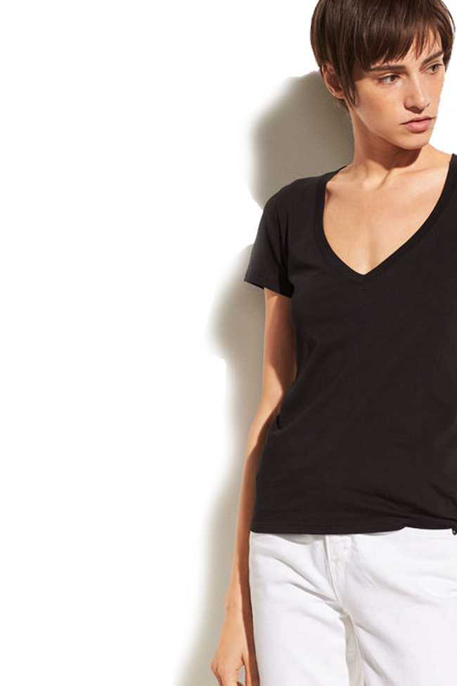 Essential Short Sleeve Cotton V-Neck - Shop Yu Fashion