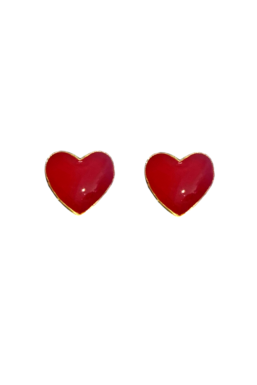 Enamel Heart Earrings - Red - Shop Yu Fashion