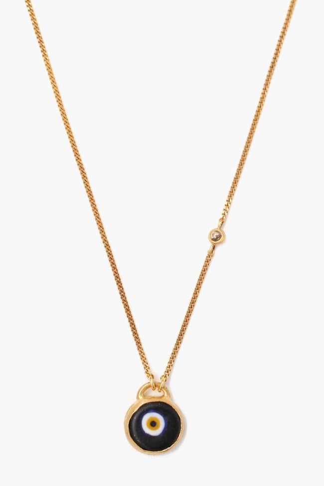 Evil Eye Necklace With Champagne Diamond - Shop Yu Fashion