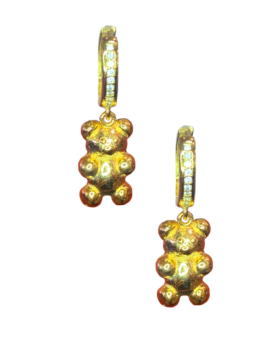 Gummy Bear Hoops/Charms - Gold - Shop Yu Fashion