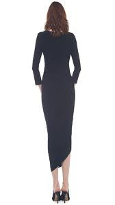 Long Sleeve Midi Diana Dress - Black - Shop Yu Fashion