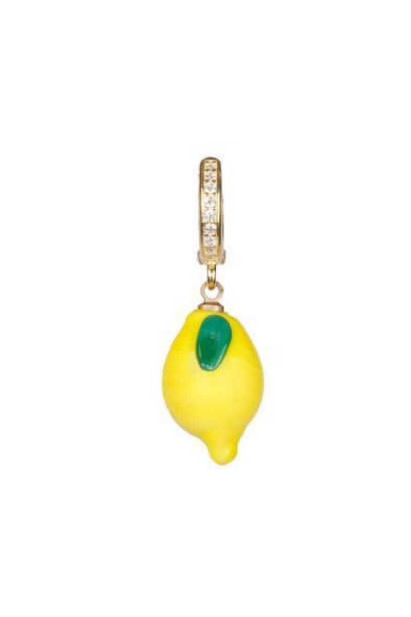 Fruit Glass Charm Earring - Lemon - Shop Yu Fashion