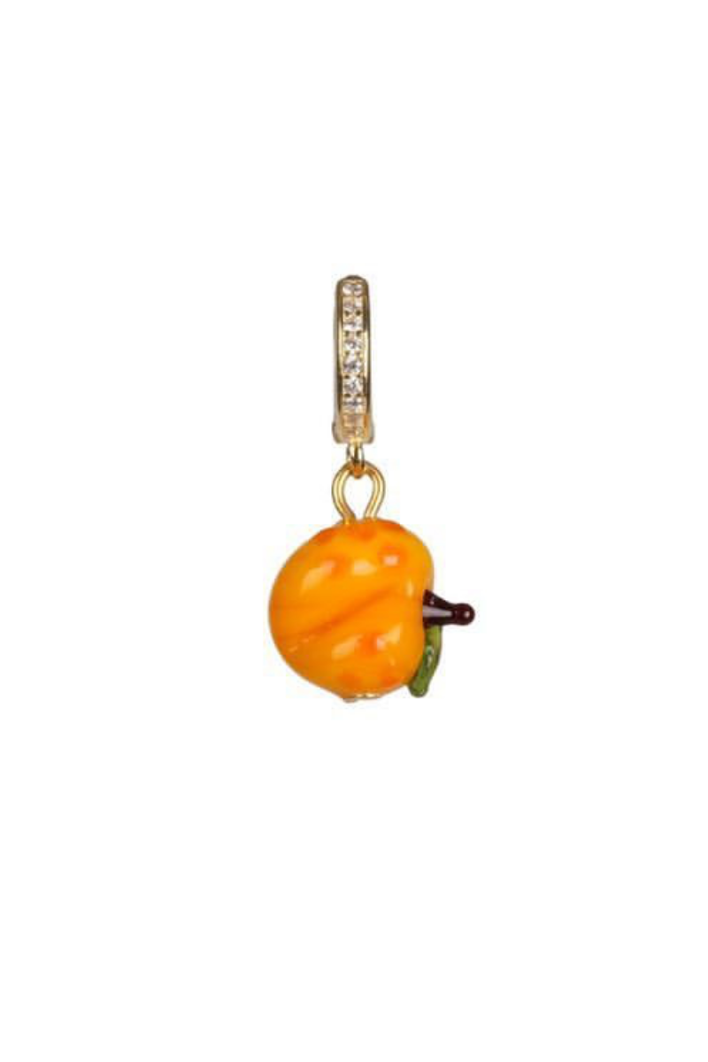 Fruit Glass Charm Earring - Peach - Shop Yu Fashion