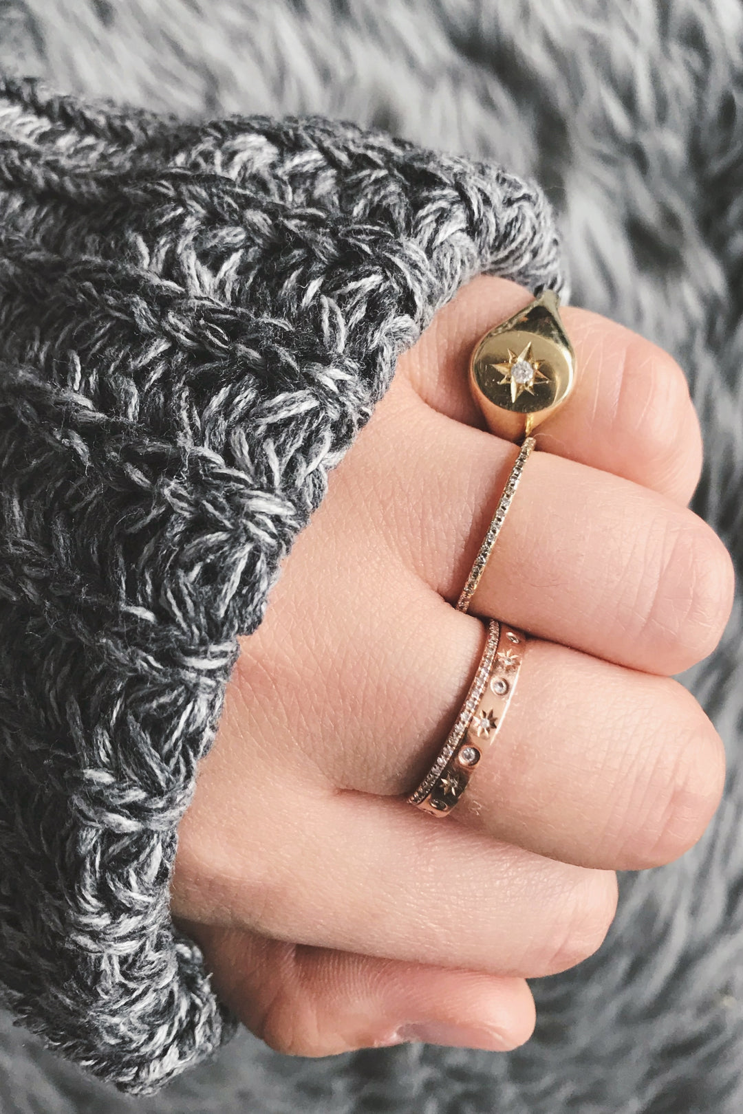 14K Diamond Chunky Signet Pinky Ring – Shop Yu Fashion