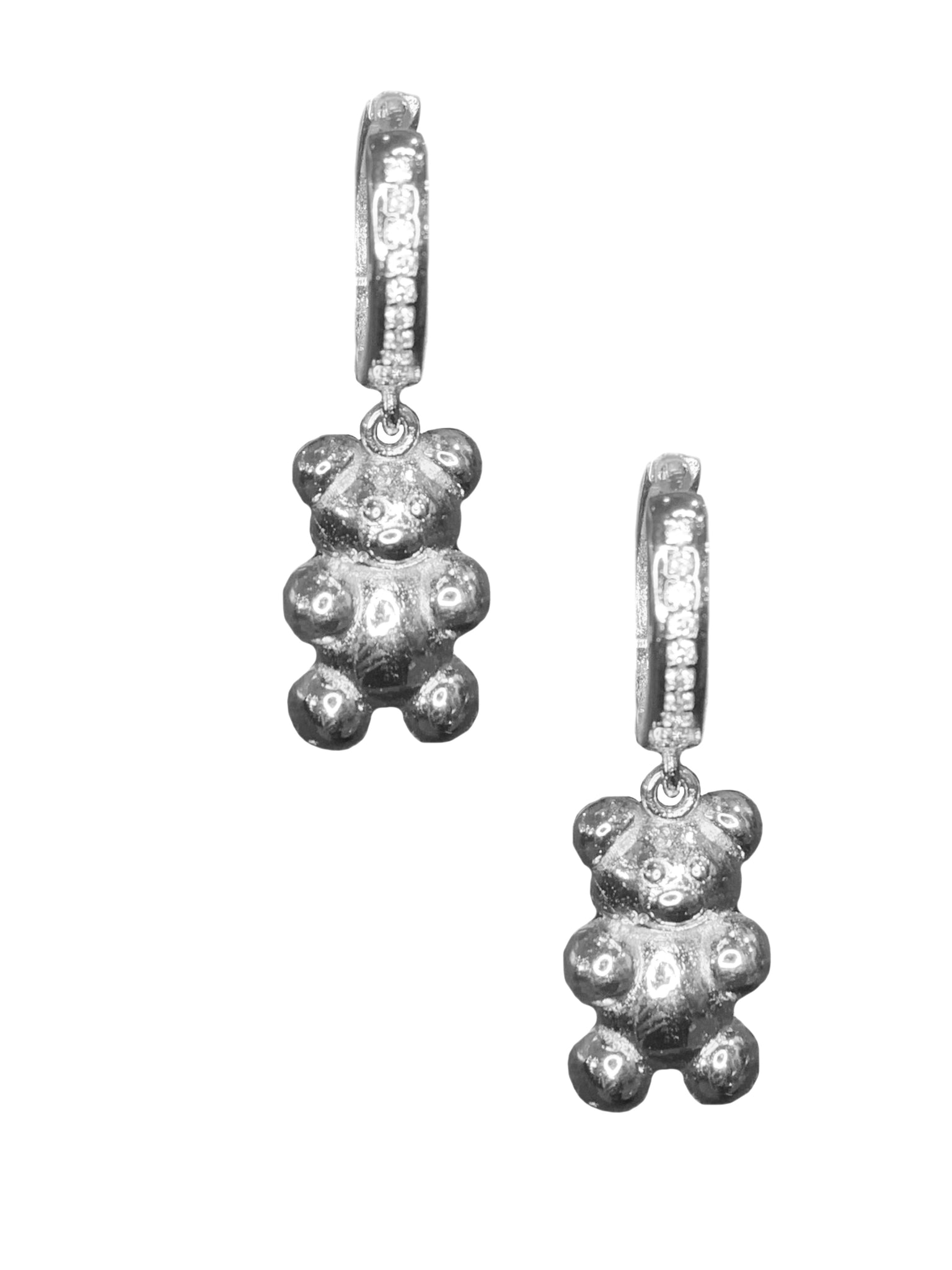 Gummy Bear Hoops/Charms - Silver - Shop Yu Fashion