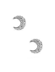 Silver CZ Moon Studs - Shop Yu Fashion