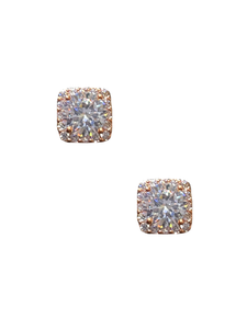 Square Pave Studs - Rose Gold - Shop Yu Fashion